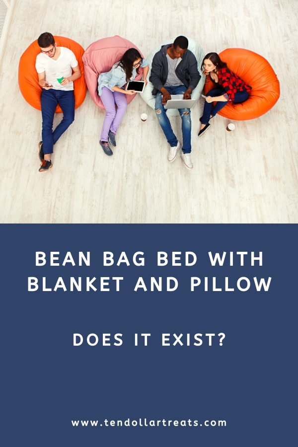 Bean bag bed with blanket and pillow