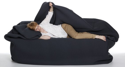 The Moody Couch is like a bean bag bed with blanket and pillow